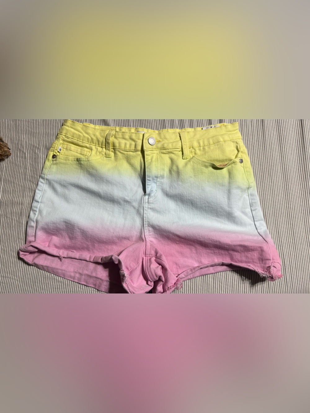 Judy Blue Pink, White & Yellow Ombre ' Denim Shorts